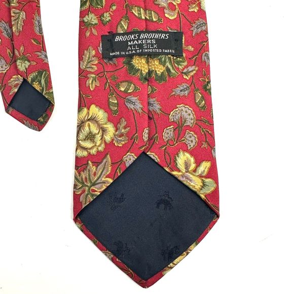 BROOKS BROTHERS MEN'S TIE RED/FLORAL - Picture 5 of 7